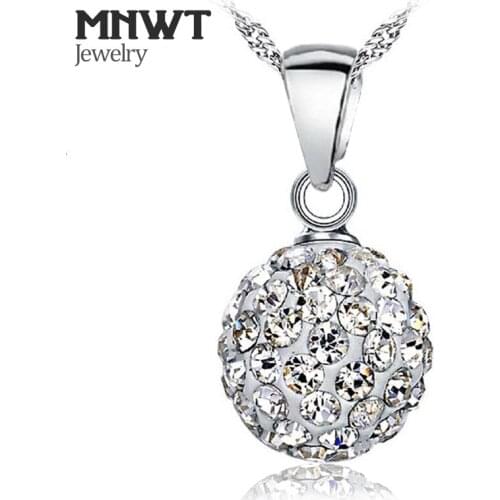 MNWT Simple Design Shambhala Ball Necklace Pendant Cubic Zirconia Necklace For Women Elegant Brief Anti-allergic Jewelry