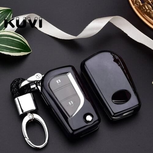 Fashion Soft TPU Remote Car Key Holder Full Cover Case For Toyota Hilux Revo Innova Rav4 Fortuner Crystal keyring