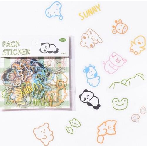 40Pcs PET Sticker Bag Cartoon DIY Planner Paper Diary Decoration Stationery Stickers Children Pack Office Albums Label Material