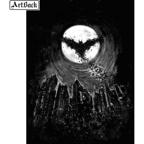New 5d diamond painting black bat moon full square drill landscape diamond mosaic diamond embroidery sticker 40x50cm
