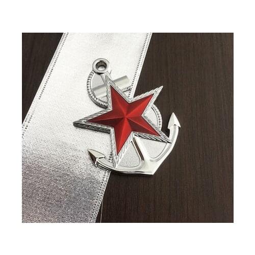 New Metal Silver Five-pointed Anchor Stars Auto Emblem Badge Sticker Decals Car Accessories