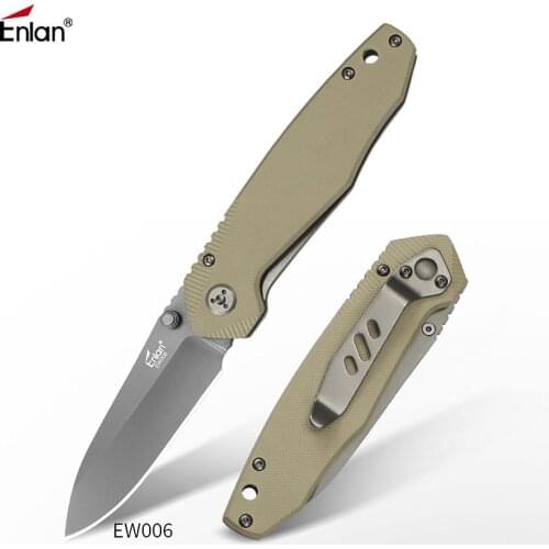 ENLAN 8Cr13mov Steel G10 Handle,Folding Flipper Knife Rescue Survival Outdoor Camping knives EDC tool Tactical Hunting knife