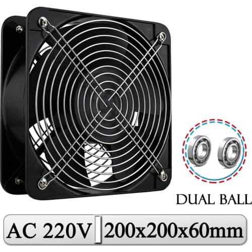 1Pcs Gdstime AC 220V Axial Fan 200mm 200x200x60mm Ball Industrial Cooling Fan 20cm Large Air Volume 200mmx60mm Warehouse Cooler