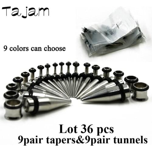 316l Stainless Steel Ear Expander Piercing Taper & Single Flared Flesh Tunnel Plug Kit Stretcher Gauges Set Body Jewelry 14g-00g
