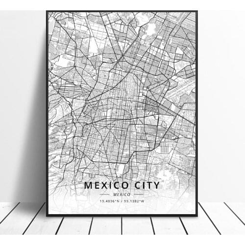 Mexico City Guadalajara Chihuahua Tuxtla Gutierrez Toluca Tampico Mexico Map Poster