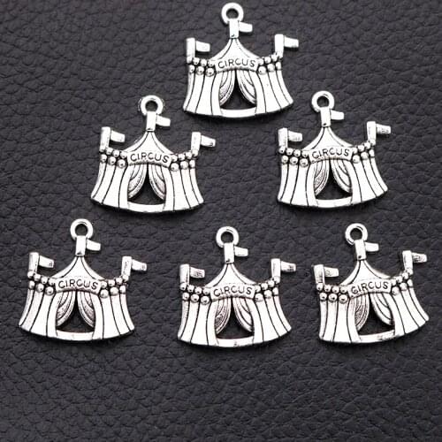 8pcs/lot Silver Plated Circus Tent Charm Metal Pendants DIY Necklaces Bracelets Jewelry Handicraft Accessories 22*22mm P188