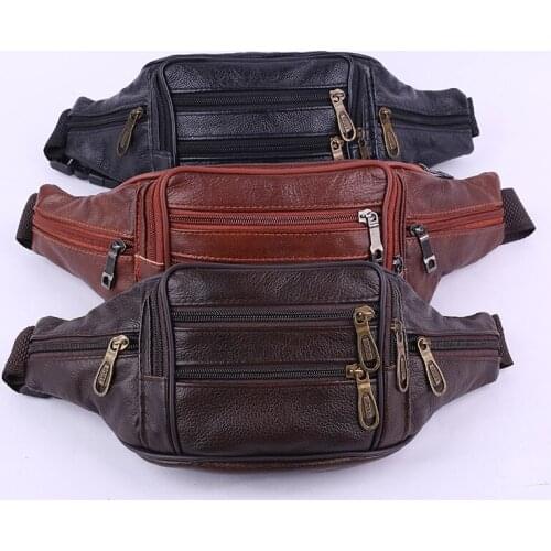 New Fashion Mens Leather PU Waist Belt Bag Male Fanny Pack Hip Bum Military Pouch Bag Pockets Wallet Purse Shoulder Bags Trend