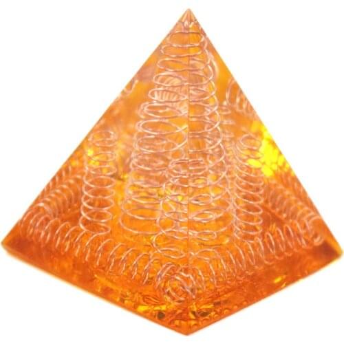 Rose Gold Color Wire Wrap Many Colors Resin Pyramid Pendant Energy Symbol Spiritual Jewelry