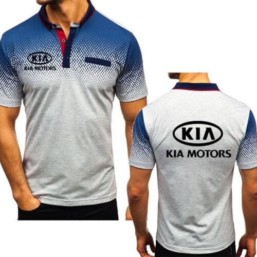2021Summer Mens Short sleeve KIA Car Logo Printed Fashion high quality Cotton Mens short sleeve casual polo shirt
