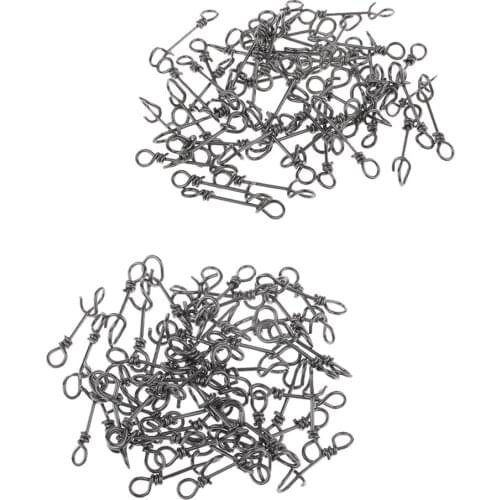 100 Pieces Stainless Steel Fishing Swivels Fastach Clip Fishing Snaps Clip Fish Line Connector Fishing Tackle 18mm 26mm