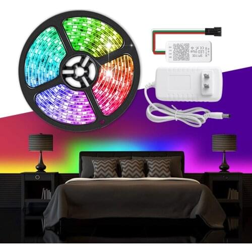 LED Light Bar SP110 Bluetooth Controller Fantasy Color 12V WS2811LED Light Bar 5050 RGB APP Control Home Lighting 1M2M3M4M5M