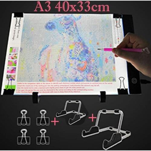 ARMYQZ A3 Light Pad for Diamond Painting, USB Powered Light Board Kit, Adjustable Brightness with Detachable Stand and Clips