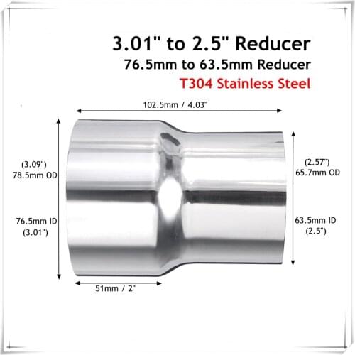 Universal Car Stainless Steel Standard Exhaust Reducer Adapter Connector Pipe Tube 76mm 63mm 60mm to 63mm 57mm 52mm 50mm 6 size