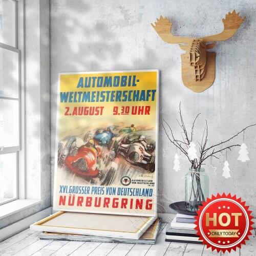 Vintage F1 Motor Sport Poster Advertising Weltmeisterschaft XVI, 1953 German Grand Prix World Cup Vintage Art Prints Club Decor