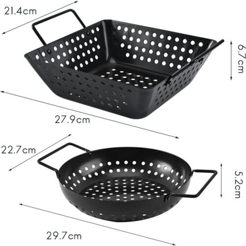 Grill Wok with Handle,BBQ Accessory Barbecue Tools for Stir Fry,Shrimp,Meat & Vegetable Outdoor Camping Cookware