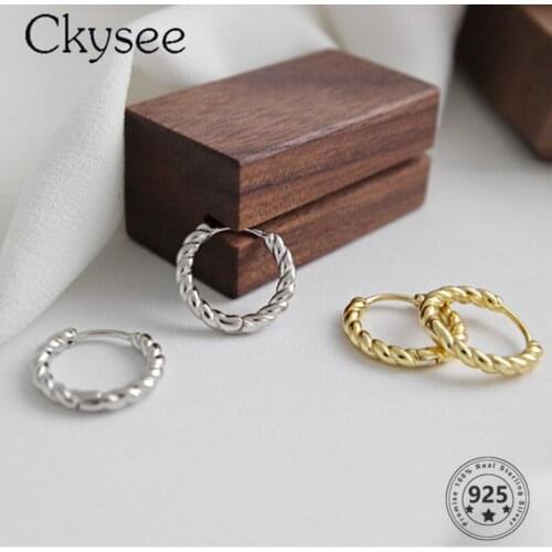 Ckysee 2020 New 925 Sterling Silver Distressed Retro Hemp Rope Earrings Female Fashion Simple Earrings Korean Daily Jewelry