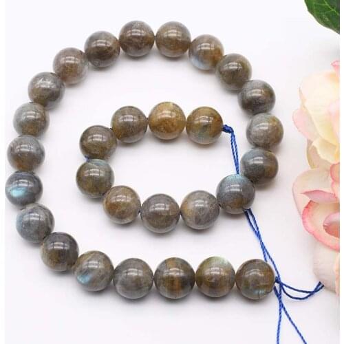 10-14mm AAA Wholesale Natural Genuine Blue Flash Labradorite Round Loose Stone Beads Fit Jewelry DIY Necklaces or Bracelets 15"