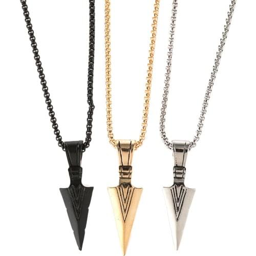 2021 Mens Vintage Arrow Pendant Necklace Multi-Color Stainless Steel Male Rock Punk Jewelry Wholesale
