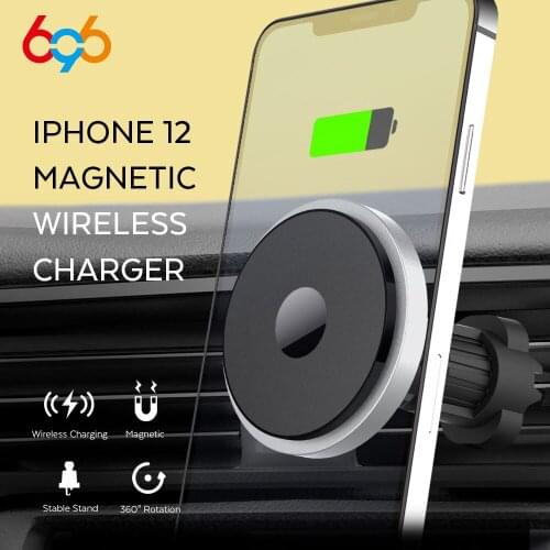696 Magnet Array Wireless Car Charger For iPhone 12 Por Max/12 Mini/12 Pro, Car Phone Holder, Qi Fast MagSafe Wireless Chargers