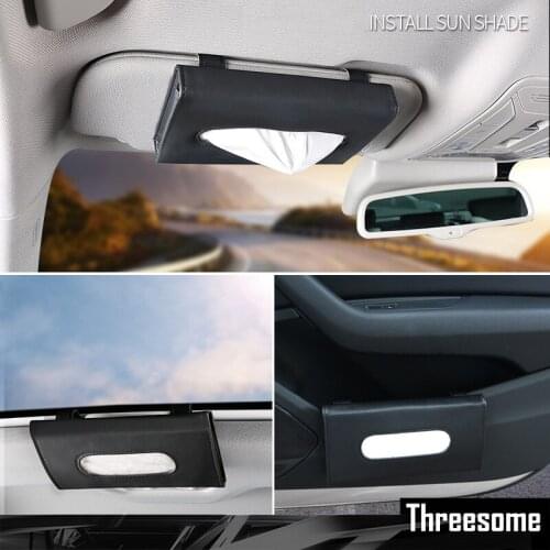SRXTZM 1pcs New Car Sun Visor PU Leather Tissue Box Auto Clip Holder Paper Napkin Accessories High Quality Multifunction