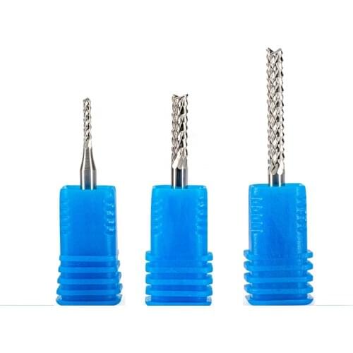 Free shipping 10pcs Carbide 3.175*2mm*10mm End Mill Engraving Bits CNC Rotary Burrs Set corn milling cutter PCB router bits