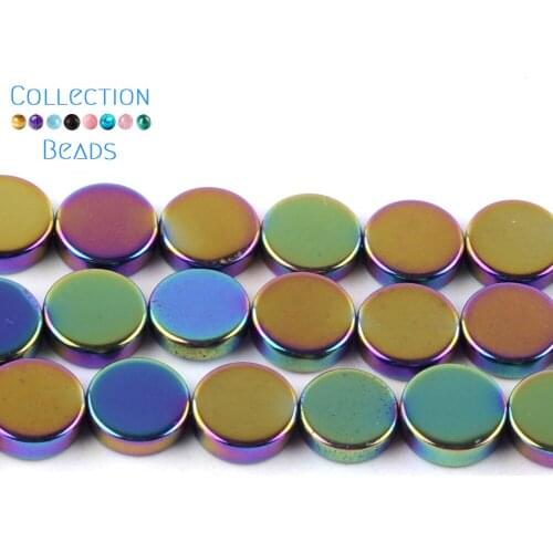 6/8/10mm Natural Stone Multicolor Hematite Flat Round Spacer Loose Beads For Diy Jewelry Making Bracelet Accessories 15