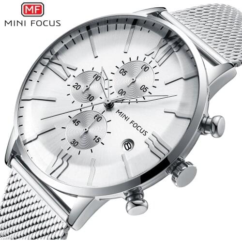 Fashion Business Mens Watches 2020 Waterproof Male Watch with Calendar Chronograph Luxury Mesh Band Relogio Masculino MINI FOCUS