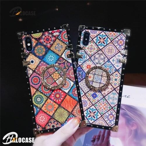 For Samsung Note 10 Pro 9 8 A50 A70 S20 Ultra S10 S9 S8 Plus A10 A30 A20 M20 M30 Chinese Square Blue Ray Ring Stand Cover Case