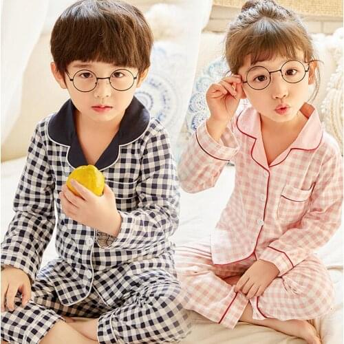 2021 Children Pajamas Baby Clothing Set Kids Cardigan Feather Sleepwear Autumn Cotton Nightwear Boys Girls Pyjamas Pijamas Se