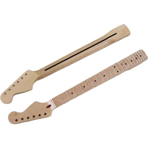 6 String ST Guitar Neck Flame Roasted Maple Electric Guitar Neck Natural Color 22F Round Frets Won't Hurt Hands 5.6cm Heel Width