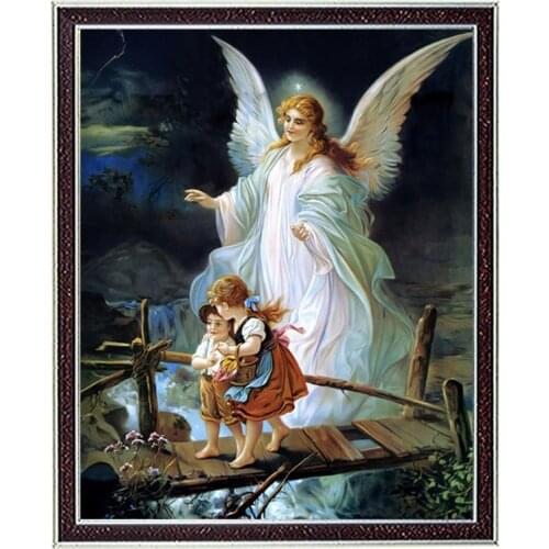 Golden Panno,Needlework,DIY DMC Cross stitch,Sets For Embroidery kit 14ct unprinted cotton thread Guardian Angel Cross-Stitching