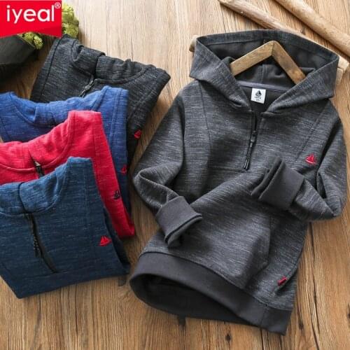 IYEAL Kids Hoodies Children Boys Outwear Coats Autumn Fashion Cotton Hooded Jackets For 4-12y Boys Brand Kids Sport Clothes
