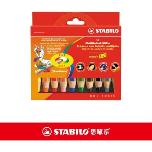 6/10/18colors/Set Germany STABILO 880 Colored Crayons Water-soluble Colored Pencil 10mm Tip Watercolor Pen Art Supplies