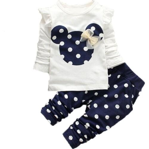 Baby Girls Minnie Clothing Set Fashion Bow T shirt+ Pant Suit Kids Cotton Mickey Tracksuit Children Spring Long Sleeve Clothes
