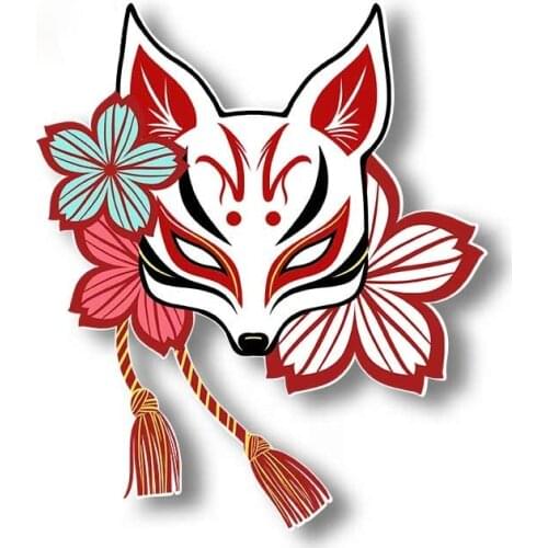 Beautiful Anime Japanese Fox Mask Auto Car Stickers and Vinyl Car Occlusion Scratch DIY Car Wrap Waterproof Sticker Kk13*11cm