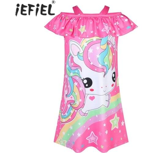 Summer Girl Princess Nightgown Cartoon Pajamas Dress For Kids Teenager Night Dress 3-8Years Nightdress Children Sleepwear Robe