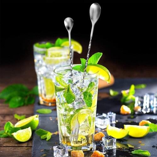 Ice Spoon Stainless Steel Long Bar Spoon 304 Milk Tea Spoon Extra Thick and Long Spoon Long Handle Non-magnetic Stirring Spoon