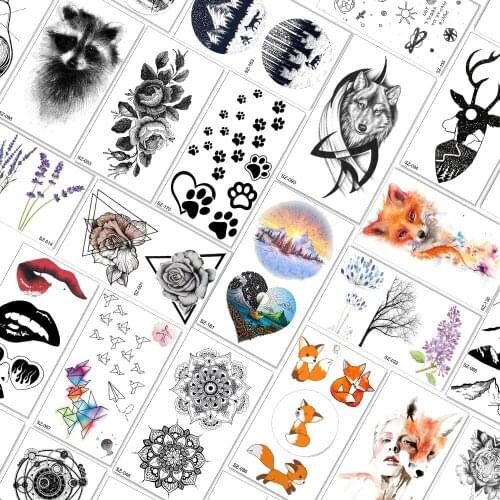 Cute Cartoons Temporary Tattoo Stickers For Kids Girls Body Arm Paws Flower Rose Tatoos Heart Kawaii Lovely Tattoo Paper Women