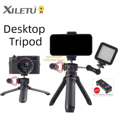 XSG2 Vlog lite Mini Tripod with 360° Ball Head & Cold Shoe Selfie Stick Tabletop Tripod for Camera iPhone Android Phone DSLR