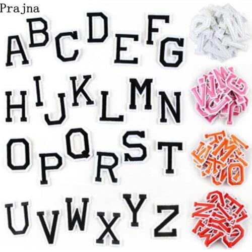 Prajna 26pcs/lot 5 Colors English Letter Patches Iron On Embroidered Patches For Clothing Applique DIY Name Logo Badges Patch
