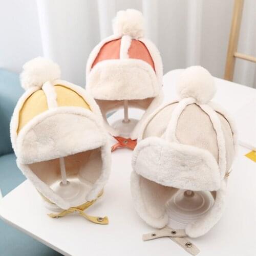 WeMe 2-4 Years Baby Cute Cat Ear Cap Windbreak Hat Earmuff With Cashmere and Cotton Fabric for Earflap Warm Protection