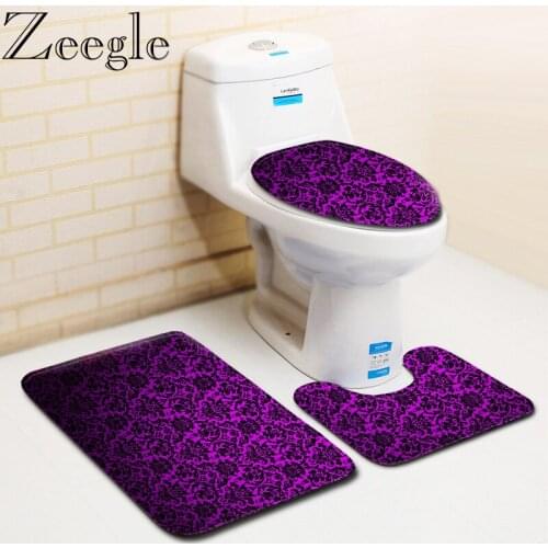 Zeegle Non-slip Absorbent Bath Mat Bathroom Carpet Toilet Floor Mats Foot Pads Toilet Seat Cover Bathroom Mat Modern Toilet Mat