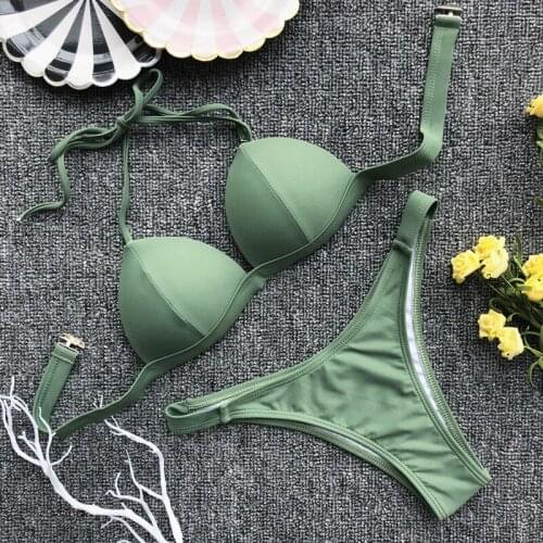 2019 Solid Brazillian Bikini Women Swimsuit Sexy Bikini Set Two Pieces Swimwear Female Swimming Beach Wear Maillot De Bain Femme