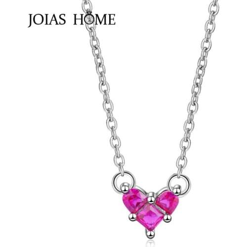 JoiasHome Lovely Sweet Heart Pendant Necklace for Women Silver 925 Jewelry Gemstones Clavicle Chain Female Fine Jewelry Dating