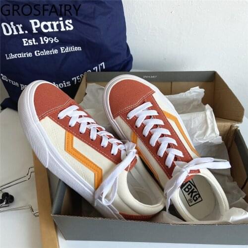 Canvas womens shoes autumn orange retro shoes student board shoes casual vulcanized shoes designer womens shoes