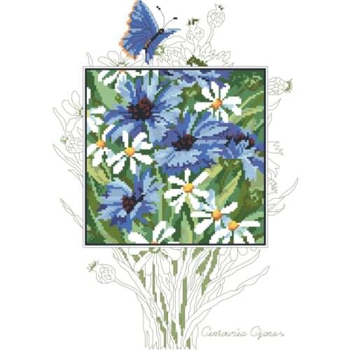 RDaisy flowers cross stitch package 18ct 14ct 11ct cloth cotton silk thread embroidery DIY handmade needlework