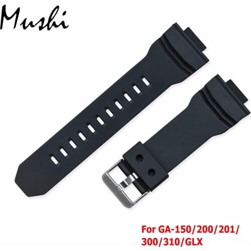 Rubber Strap for Casio GA-150/200/201/300/310/GLX Silicone Watchband Pin Buckle Strap Watch Wrist Bracelet Black Women Men +Tool