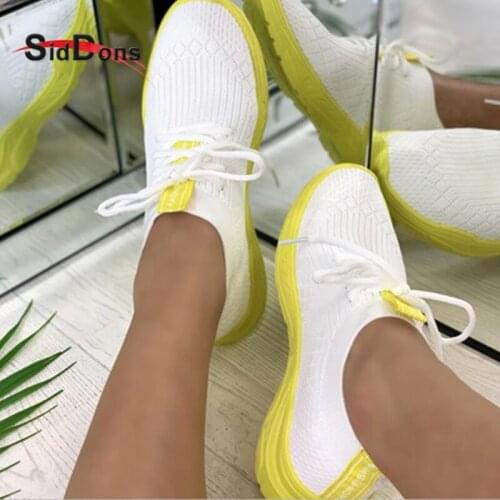 Siddons Casual Sneakers For Women Breathable Lace Up Outdoor Sports Running Shoes Woman Flats 2021 Tennis Female Sneakers
