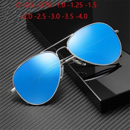 Cat Eye Prescription Sunglasses Men Polarized Classic Myopia Lens Metal Pilot Sunglasses Women 0 -0.5 -0.75 -1.0 -1.25 To -4.0