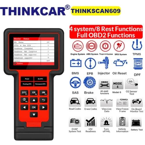 CAR OBD2 Diagnostic tool Thinkscan TS609 Engine ABS SRS AT has TPMS/EPB/Oil 8 Reset Function Code reader TS609 PK x431 CRP129